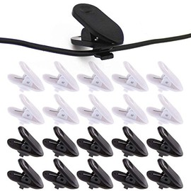 Clips for Earphone Wire,360 Degree Rotate Headphone Mount Cable Clothing Clip, Use for Fixing Headphone Wire,Black & White (20Pcs/Pack)