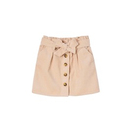 Vertbaudet Girls Paperbag Skirt Corduroy Adjustable Waist, beige