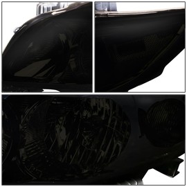 D SOLUTIONS Headlight Assemblies Compatible with 2009–2010 Corolla Factory OE Style Replacement Compatible with Halogen Models (Smoke Lens Chrome Housing Clear Cornor)