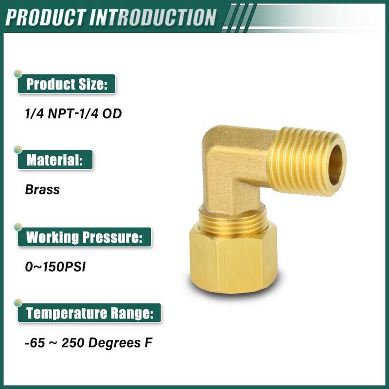 GORAGUCHI 10PCS Brass 1/4" Tube OD x 1/4" NPT Male