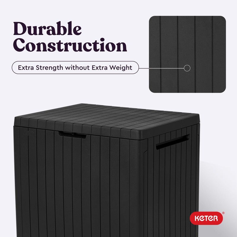 Keter City 30 Gallon Resin Outdoor Storage Box and Patio