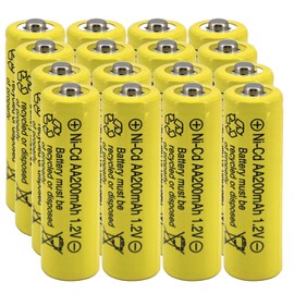 Yibatopow 16 Packs AA 200mAh Ni-CD 1.2V Rechargeable Batteries, Pre Charged Solar Light Batteries Double A for Outdoor Solar Lights