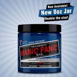 MANIC PANIC Classic Atomic Turquoise Semi Permanent Hair Color - Neon Aqua Blue Hair Dye for Women & Men That Lasts 4-6 Weeks - Vegan, Ammonia & Cruelty-Free - Create & Mix Custom Shades (8oz)