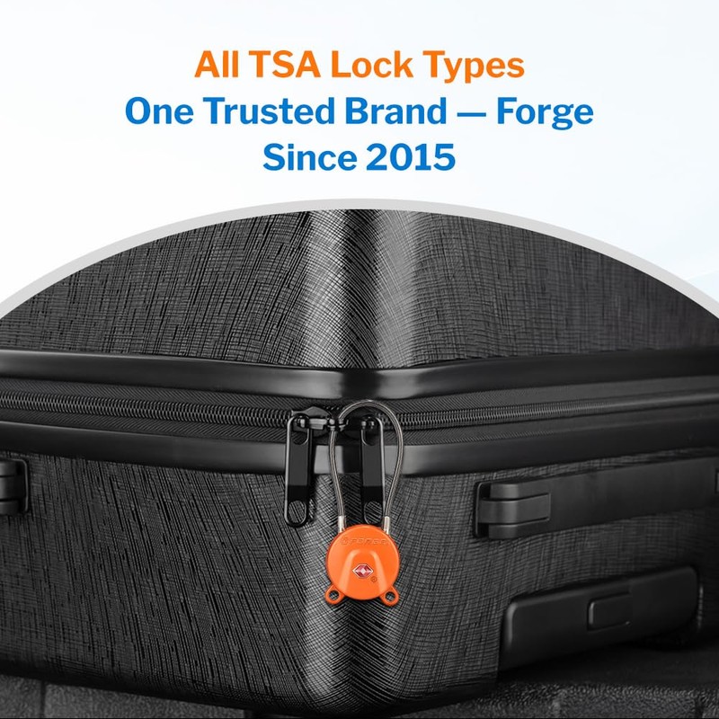 Forge TSA Approved Luggage Locks Ultra-Secure Dimple Key Cable Locks