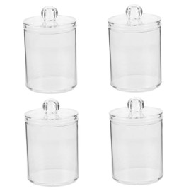 Ciieeo 4pcs Cotton Pad Jars with Lid Versatile Bathroom Organizers for Swabs and Small Items Compact Storage for Vanity and Dresser Use