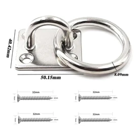 FUNNTY 2PCS Cross Tie Ring for Horse,Zinc Plated Wall Mount Horse Tie Ring 2 inch Tie Ring Plate Block Tie Ring Hitching Ring with Screws for Horse Stall Stable