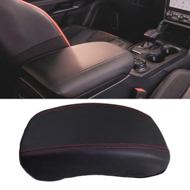 ciizssria Car Armrest Fit 2024 Ranger Armrest Cover for Ford Ranger 2024 Accessories,Leather Center Console Cover Protector Compatible with 2024 Ford Ranger XL/XLT/Lariat(Red Stitches)