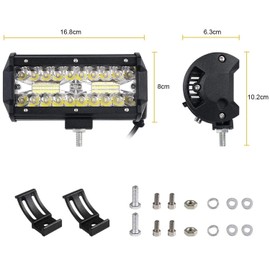 CHEELOM Focos de Coche 120W LED Luz de Trabajo Triple Filas 12V Faros led para Tractor 6000K IP67 Impermeable Off-Road de Faros Auxiliares para Auto para Moto ATV SUV Tractor Camión Barco