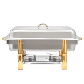 TFCFL Chafer Chafing Dishes Buffet Set Stainless Steel Food Warmer Rectangular 9.5QT Capacity Buffet Warmer Set for Home and Restaurant Use