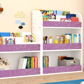 Wallderful Light Purple Glitter Wallpaper Border Peel and Stick Shiny Sparkle Bulletin Board Borders Roll Removable Mirror Frame Border Poster Board for Classroom Blackboards Cabinets DIY 3.94"x197"