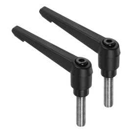 sourcing map 2pcs Clamping Lever Handles, M10 x 30mm 304 Stainless Steel Threaded Male Stud, Adjustable Handles Locking Quick Release Ratchet Push Button Bolt Knobs, Black