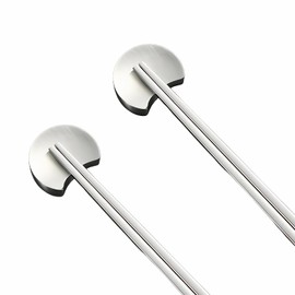 LLiKZio Chopsticks Rest, Stylish Cutlery Rest, Stainless Steel, Set of 2, Japanese Style (Silver), Japanese Tableware, Chopsticks Pillow, Easy to Clean and Store, Creative Moon Shape, Durable Gold