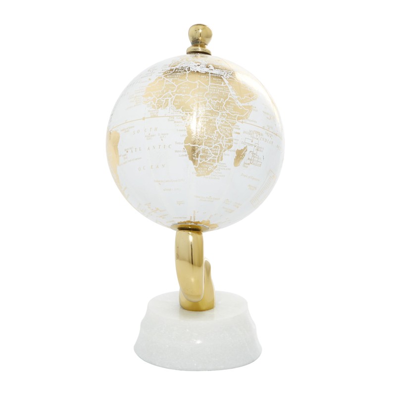 Deco 79 Aluminum Globe with Marble Base, 5" x 5"