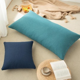 Haguko 68 120 Linen Texture Nordic Peach Skin Soft Touch Decorative Pillow Cover Water Blue Long Cushion Cover