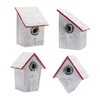Melrose Flocked Wood Birdhouse with Wreath Accent Christmas Decorations -