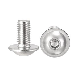 sourcing map Flanged Button Head Socket Cap Screws, M5*10mm Hex Socket Drive Screw, 304 Stainless Steel Fasteners Bolts, Fully Threaded Machine Screw 50Pcs