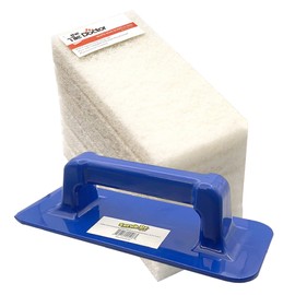 Scrub Doctor 6-Pack of 10 x 4.5 x 1 in. Large White Scrub Pads and Scrub Pad Holder Scrub-HLD-L-WHT-6, Non-Scratch Scrubbing Pads for Tile, Shower Doors, Metal Trim, Stainless Steel, and Car Wheels