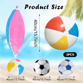 LandReCol Pack of 3 Inflatable Water Balls, 40 cm Ball, Water Inflatable Water Balls, Inflatable for Children Beach, for Children Pool Toy, Water Small Baby Water Balls, Pool Toy