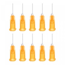 sourcing map Industrial Blunt Tip Dispensing Needle with Luer Lock for Liquid Glue Gun, 25G 1/2", 10 Pcs (Orange)