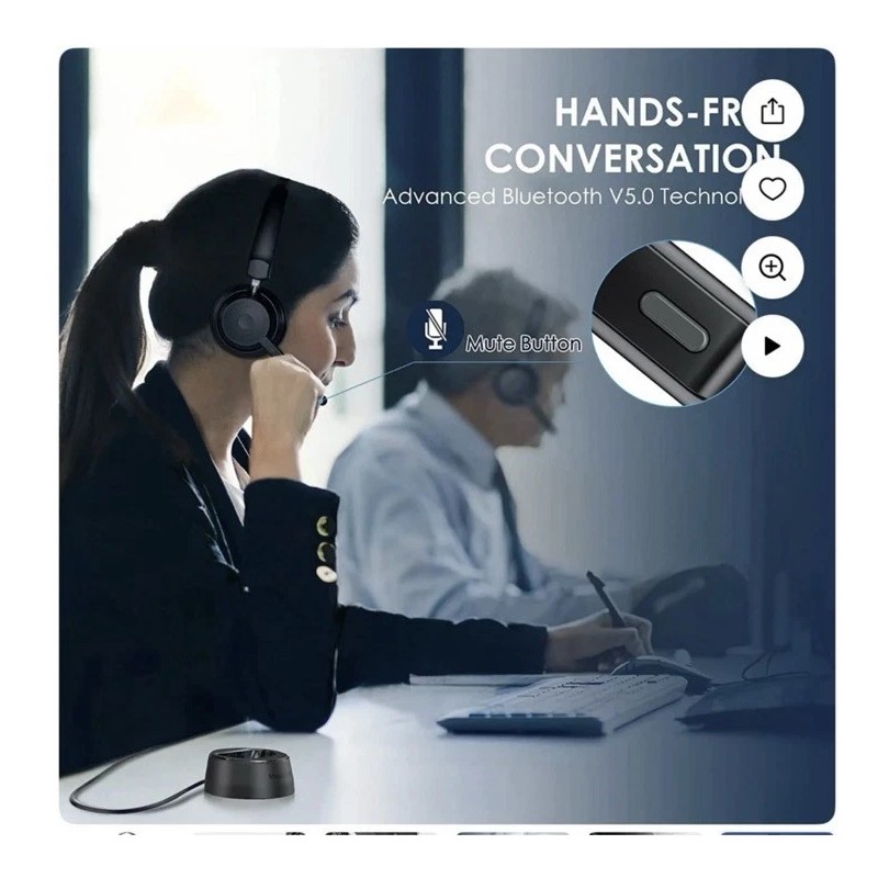 Mopchnic Bluetooth Headset, Wireless W/ USB Dongle AI Noise Canceling