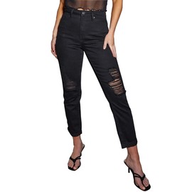 YMI Junior Hybrid Dream High-Rise Mom Fit Ankle Jean, Black, 3