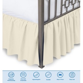 Bed Skirt King Size Ruffle Style by Comfort Beddings 100% Cotton Blend Fabric, Premium Tailored Fit 1pc Dust Ruffle Bedskirt King Size 12" Drop Length Ivory Solid