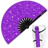 Raveahem Glitter Large Rave Folding Clack Hand Fan with Holster