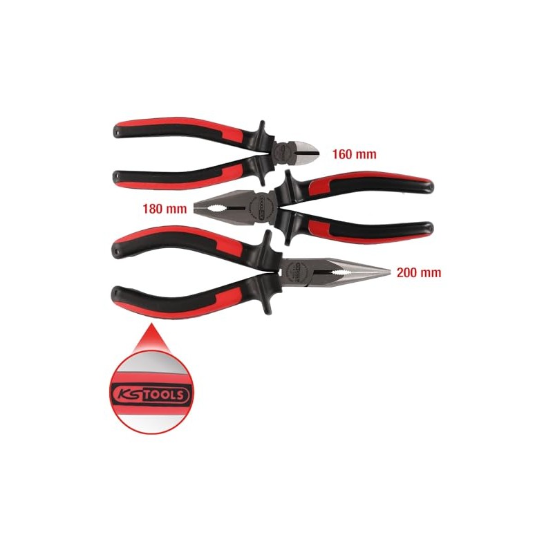KS Tools 115.1010 ERGOTORQUE pliers set, 3 pcs, 160-200mm