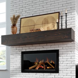 COSHOMER Fireplace Mantel - Floating Mantel Shelf, Wood Mantels for Over Fireplace, Wall-Mounted Mantels, Weight Capacity 60lbs, 60 X 9 X 6 inch, Walnut