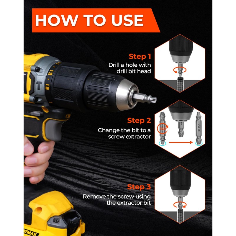 24 Piece Screw Extractor and Left Hand Drill Bits Set,