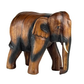 Crafty Artisan Hand carved wooden elephants ornaments for the home (Large 8 inches)
