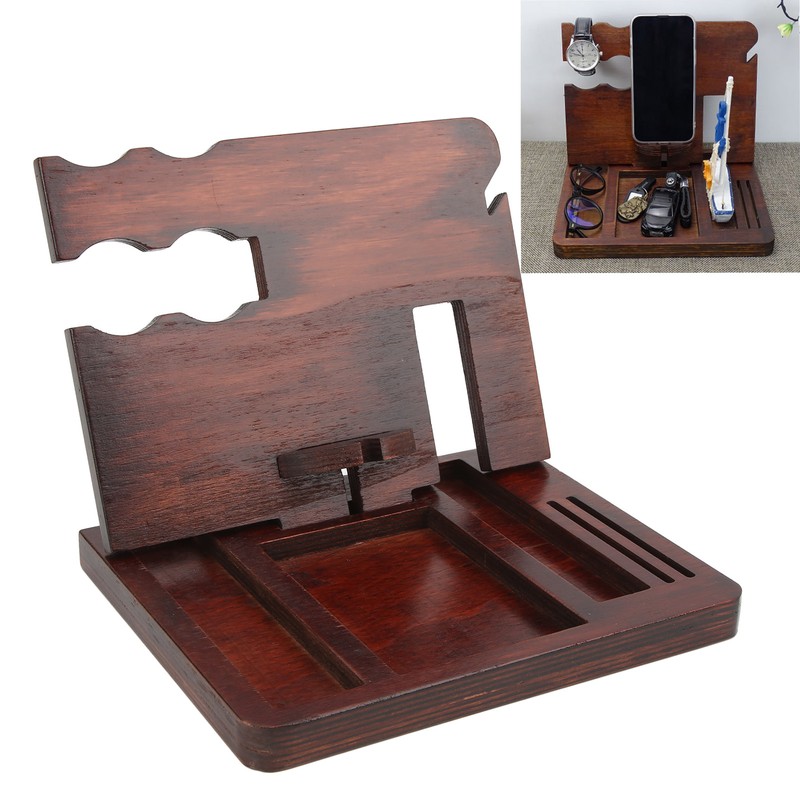 Wood Phone Docking Station Clear Texture Docking Station Organizer with
