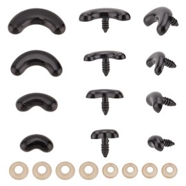 GOMAKERER 140 Sets 4 Styles Craft Noses with Spacers, Black Heart Shape Dog Safety Noses Doll Teddy Bear Noses Doll Making Accessories for Making Cuddly Toys, Amigurumi