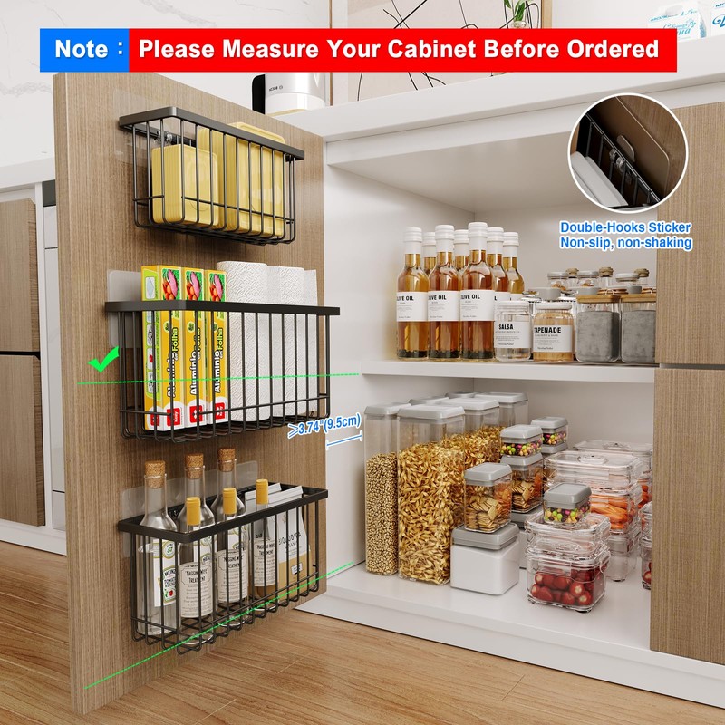 MUSTORN 3 Pack Adhesive Cabinet Door Organizer, Lid Organizers Inside