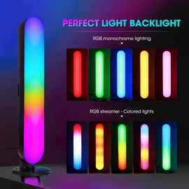 Smart LED Light Bar 2 Pack, RGB Smart Desk Lamp TV Backlight with Multiple Lighting Effects and Music Modes, Sync with Music, APP Remote Control Ambient Lighting Flow Light Bar for Gaming/TV/PC/Room