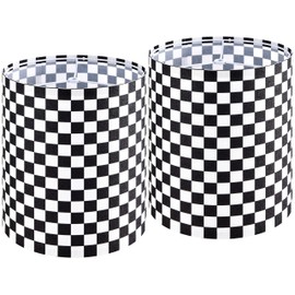 GO&SO Drum Lamp Shades Set of 2 Small Black&White Checkered Lampshades 9.8" Top x 9.8" Bottom x 11.8" High (Spider) Modern Tall Lamp Shades for Table&Floor Lampshade Replacement Handcrafted-Art Decor