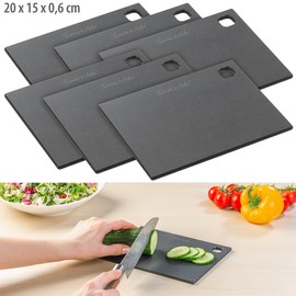 Rosenstein & Söhne Large Chopping Boards: Set of 3 Wood Fibre Chopping Boards, Dishwasher Safe, 20 x 15 x 0.6 cm (Chopping Board Black Wood, Kitchen Boards Wood)