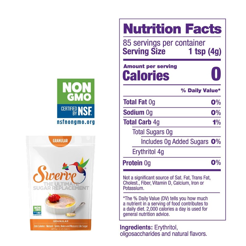 Swerve Ultimate Sugar Replacement Sweetener, Granular Sugar Substitute, Zero Calorie,
