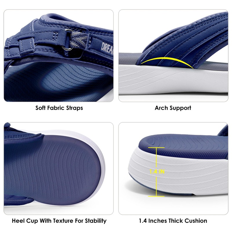 DREAM PAIRS Chanclas con Soporte de Arco para Mujer, Sandalias