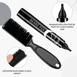 Valentines Day Gifts for Him, Gifts for Men Boyfriend Husband Couple Fiance, Valentines Day Anniversary Birthday Wedding Christmas Gifts, Beard Pencil Filler for Man And Beard Brush (BLACK)