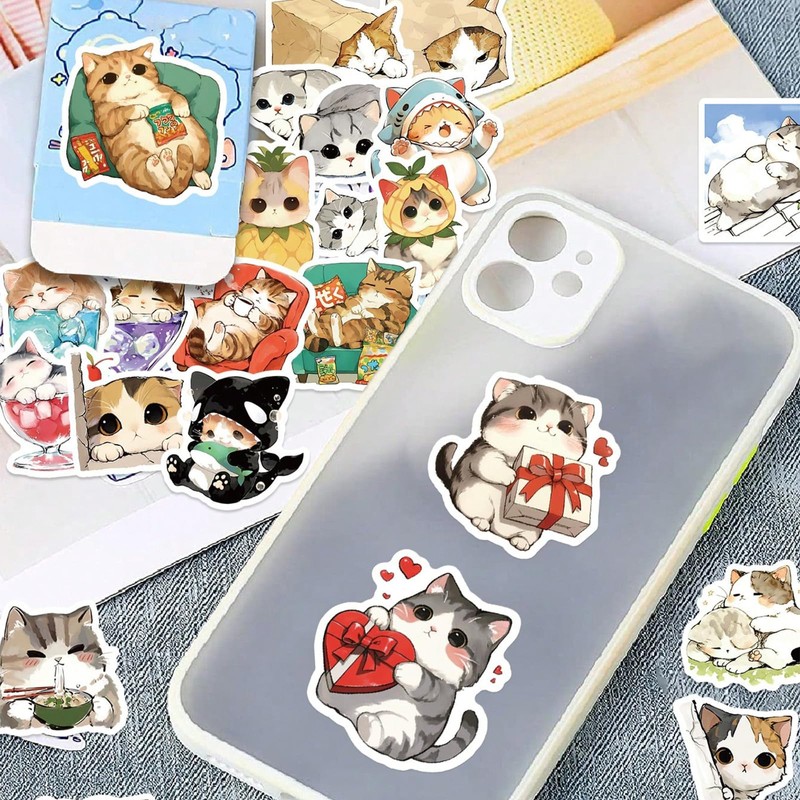 Kabwea 50 Piece Decorative Stickers with Kittens of Various Breeds,