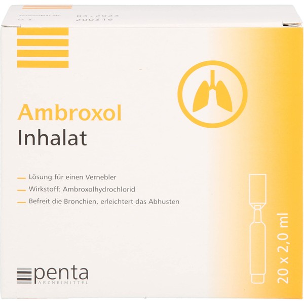 Hersteller: Penta Arzneimittel GmbH, Deutschland (Originalprodukt) Ambroxol Inhalat 15 mg/2 ml, 40 ml Lösung