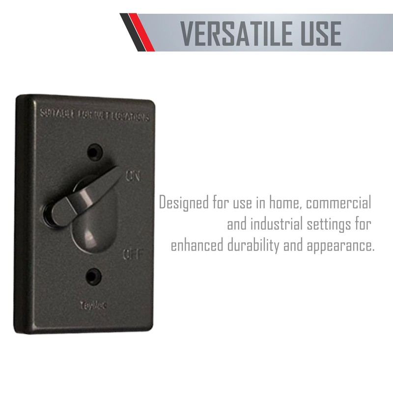 TayMac TC100Z Weatherproof Toggle Cover, 1-Gang, Vertical Device Mount, Bronze