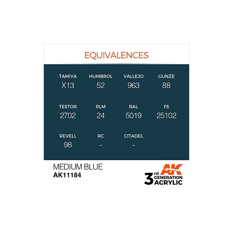 AK Acrylics 3Gen AK11184 Medium Blue (17ml)