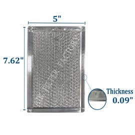 Air Filter Factory Replacement For R9800408 Whirlpool 5 x 7.6.2 x 0.03 Inches Microwave Oven Filter Aluminum Mesh Grease 12-Layer Vent Microwave Filter 2-Pack