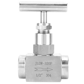 Straight Needle Valve,Stainless Steel High Pressure Straight Needle Valve,Female Thread Valve,Good Sealing and No Leakage,for Transmission of Water, Gas, Oil, Fuel and Other Media(1/2in)