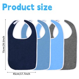 NEUSID Pack of 4 Adult Bibs, Bibs for Seniors, Reusable, Washable, Adjustable, Waterproof, Unisex Clothing Protector with Fastening, for Adults, Elderly Disabled