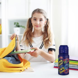 GOPPUS 12oz Kids Water Bottle with Straw Lid – BPA-Free, Leak-Proof, Insulated Stainless Steel – Sweat-Proof, Reusable for School, Sports, and Outdoor Activities