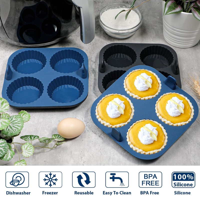 Webake Mini Törtchen Formen 4 Stück Tarteform Silikon Quicheform Klein