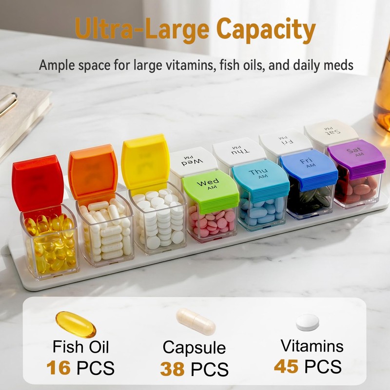 Extra Large Pill Organizer 2 Times a Day - Weekly